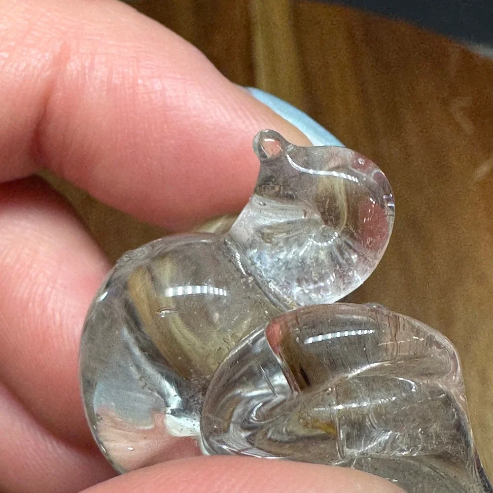 Vintage Hand Blown Clear Art Glass Bird Ornament Figurine 2